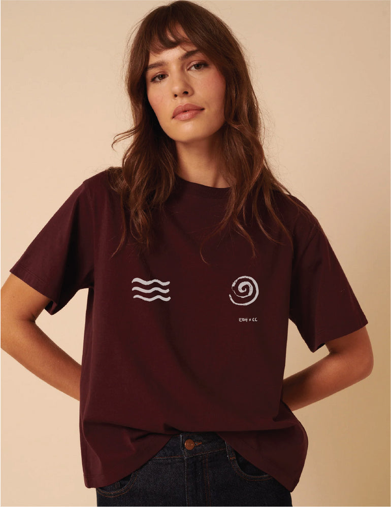 Wave Tee - Burgundy