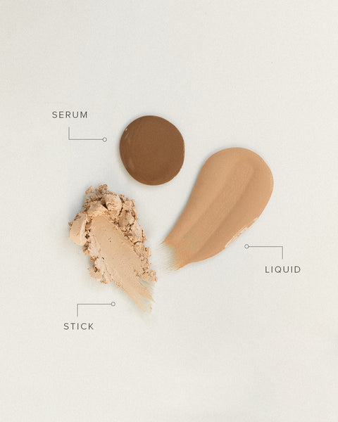 YOUR GUIDE TO FINDING THE PERFECT FOUNDATION FORMULA: SERUM, LIQUID OR STICK.